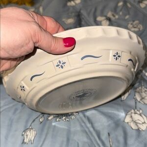 Longaberger Pottery and Ivory and Navy Stoneware Pie Dish